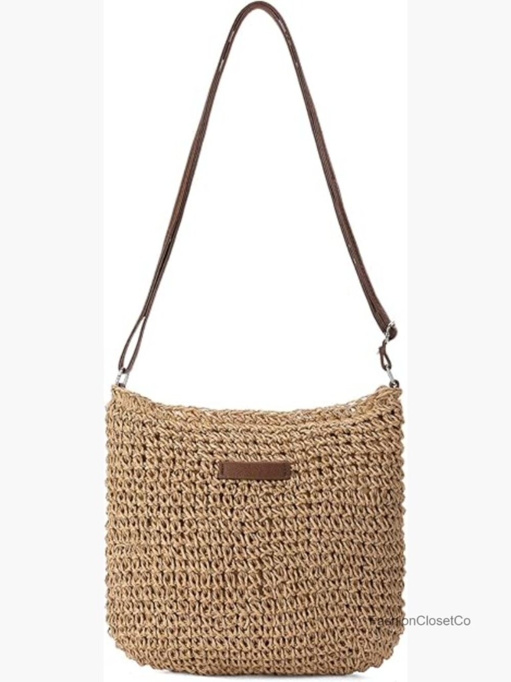 Straw Beach Bag Small Woven Crossbody Summer Mesh Hollow Purse Shoulder Bag - Picture 1 of 7